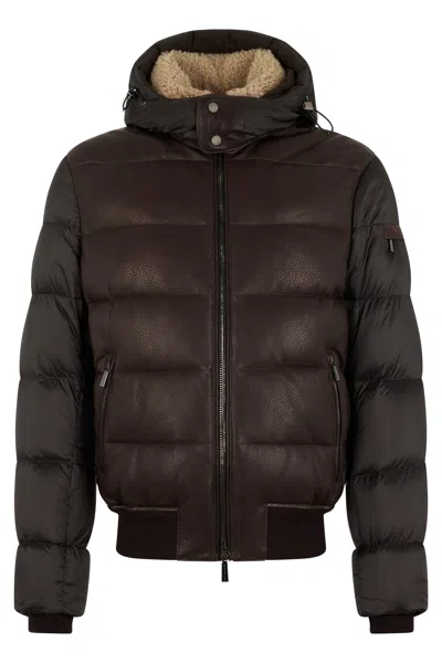 Moorer Padded Jacket With Hood, Stylish And Comfortable In Brown