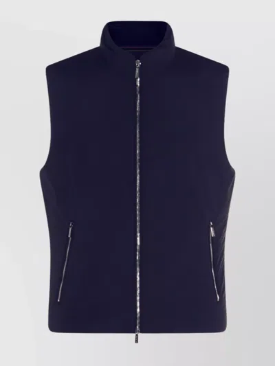 Moorer Padded Jackets With High Collar And Side Zip Pockets In Blue