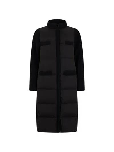 Moorer Padded Panelled Coat In Black