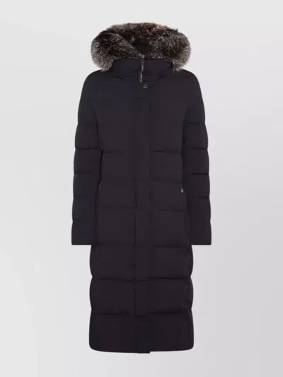 Moorer Padded Parka With Fur Hood And Pockets In Blue