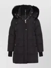 Moorer Padded Parka With Hood And Ribbed Cuffs In Black