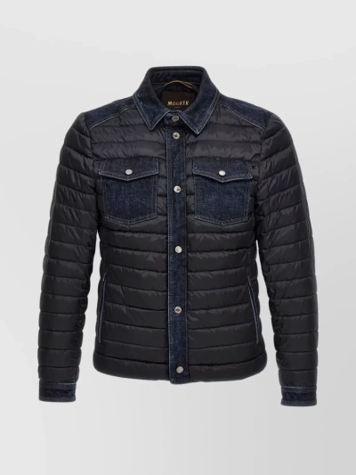 Moorer Denim-detail Padded Jacket In Blue