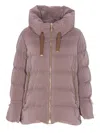 Moorer Hooded Padded Jacket Zip Pockets In Pink