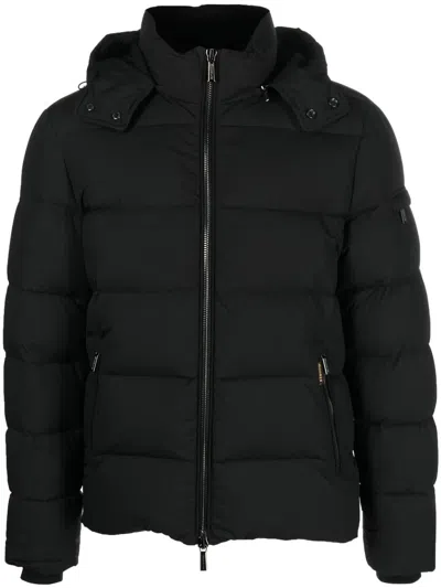 Moorer Padded Zip-up Hooded Down Jacket In Black