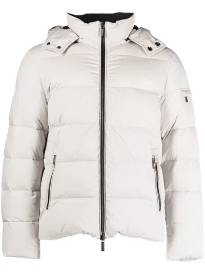 Moorer Padded Zip-up Hooded Down Jacket In Nude