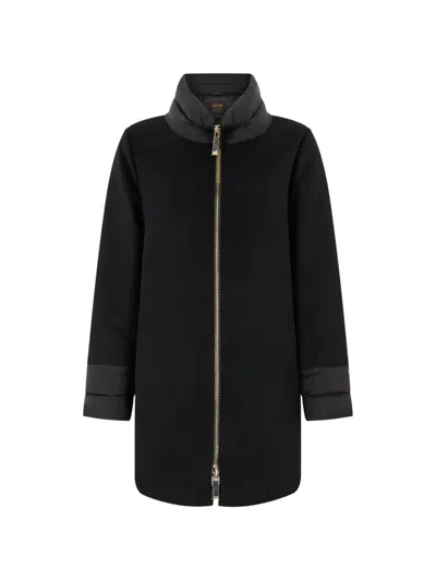 Moorer Padded Zip-up Coat In Black