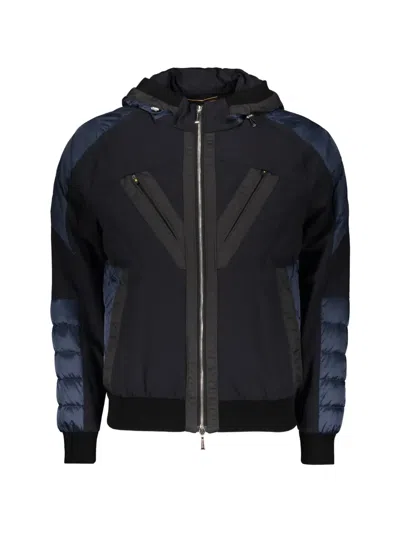Moorer Padded-panels Hooded Sports Jacket In Blue