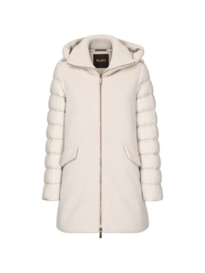 Moorer Padded-sleeve Hooded Coat In Neutral