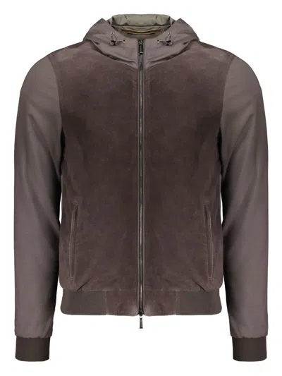 Moorer Panelled Bomber Jacket In Brown