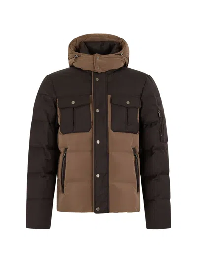 Moorer Panelled Hooded Jacket In Brown