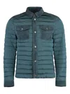 Moorer Crespi Nylon And Leather Padded Jacket In Blue