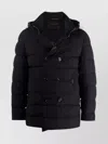 Moorer High Neck Double-breasted Parka With Detachable Hood In Black