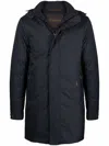Moorer Navy-blue Down-feather Parka With Classic Hood In Blue