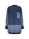 Moorer Patchwork-design Linen Shirt In 블루