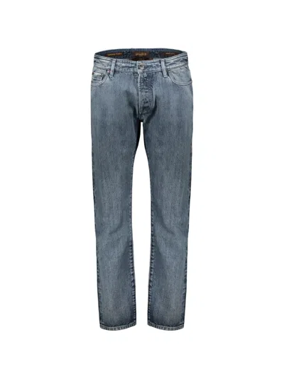 Moorer Pavel 10 Faded Straight-leg Jeans In Blue