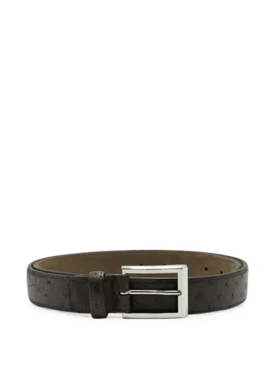 Moorer Pebbled-effect Leather Belt In Brown