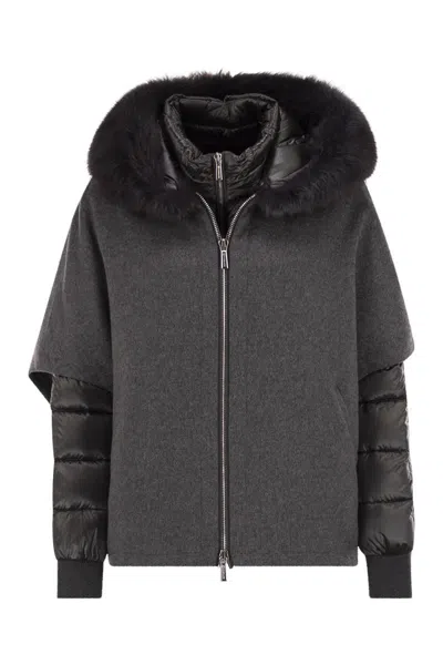 Moorer Pegaso - Down Jacket With Detachable Hood In Black