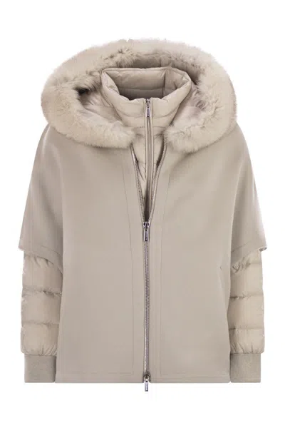 Moorer Pegaso - Down Jacket With Detachable Hood In Nude