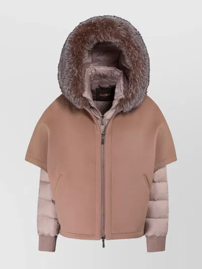 Moorer Padded Jackets With Fur Trim And Hood In Brown