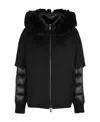 Moorer Hooded Jackets With Fur Trim And Quilted Sleeves In Black