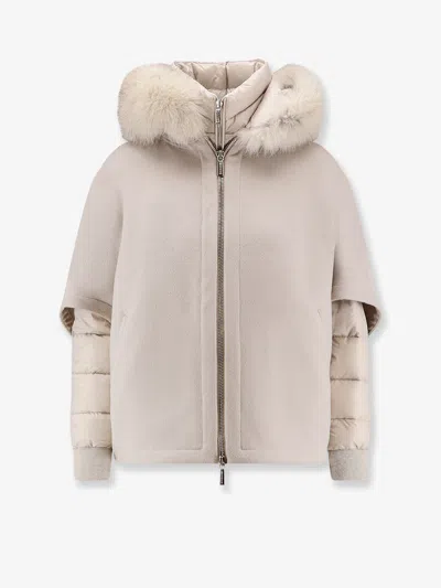 Moorer Pegaso-cwr Sleeveless Wool And Cashmere Coat In Neutral