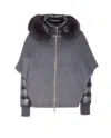 Moorer Hooded Down Jacket Featuring Quilted Sleeves In Gray