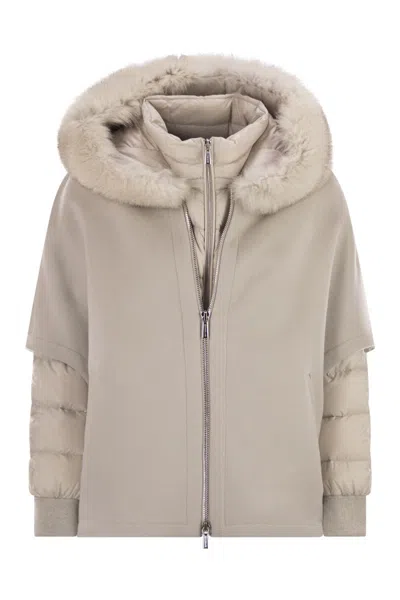 Moorer Pegaso - Down Jacket With Detachable Hood In Neutral