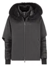 Moorer Short Cape In Dark Gray Cashmere Wool With Detachable Goose Down Jacket In Gray