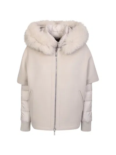 Moorer Pegaso Fur-trim Hooded Jacket In Pink
