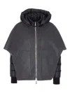 Moorer Padded Jacket With Hood And Quilted Sleeves In Gray