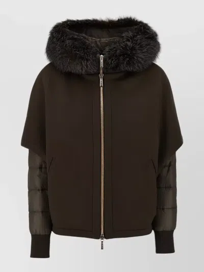 Moorer Pegaso Polyester Hooded Down Jacket In Brown