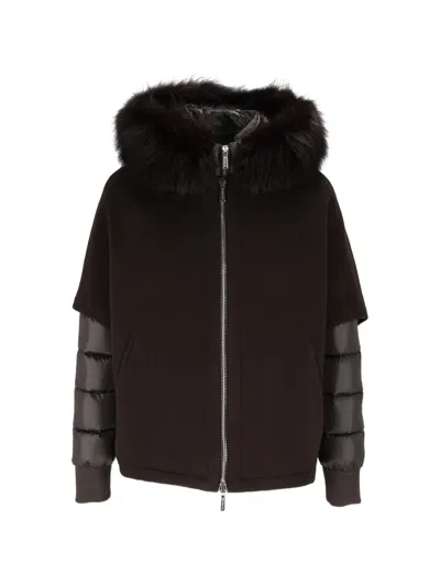 Moorer Pegaso-cwr Fur-trim Hooded Coat In Brown