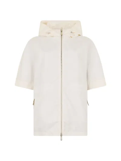 Moorer Penelope-gf Hooded Short-sleeve Jacket In Neutral