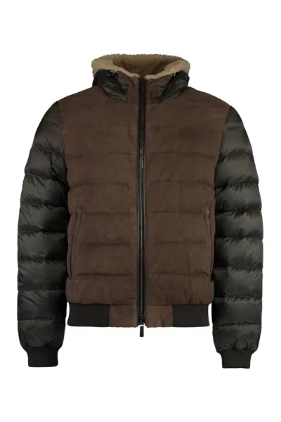 Moorer Peter Hooded Down Jacket In Brown