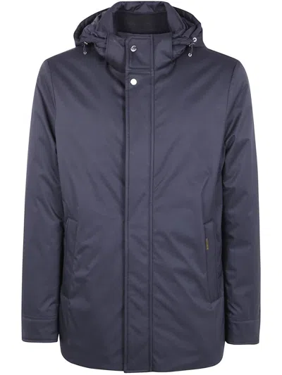 Moorer Hooded Zip-fastening Jacket In Blue