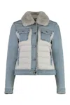 Moorer Petunia Padded Front Panel Jacket In Denim