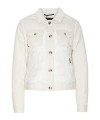 Moorer Quilted Petunia Down Jacket With Denim Inserts In White