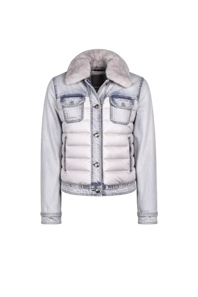 Moorer Petunia-fur-104x-n Jacket Blu Bleach In Gray