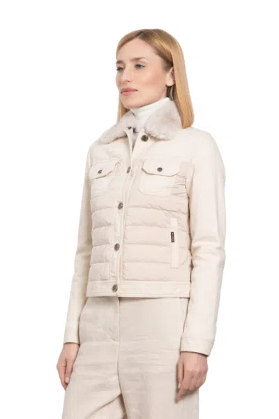 Moorer Petuniafur211 Jacket Ecru In Animal Print