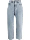 Moorer Phoebe High-rise Cropped Jeans In Blue