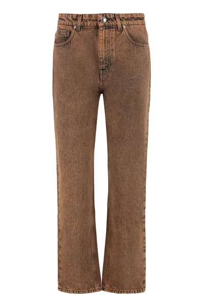 Moorer Phoebe Straight Jeans In Orange