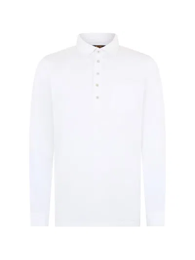 Moorer Pierre Long-sleeve Button Polo Shirt In White