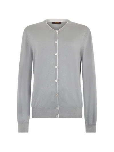 Moorer Piped Cardigan In Burgundy