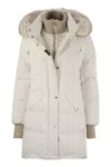 Moorer Down Jackets Fur Trim Hood In Neutral
