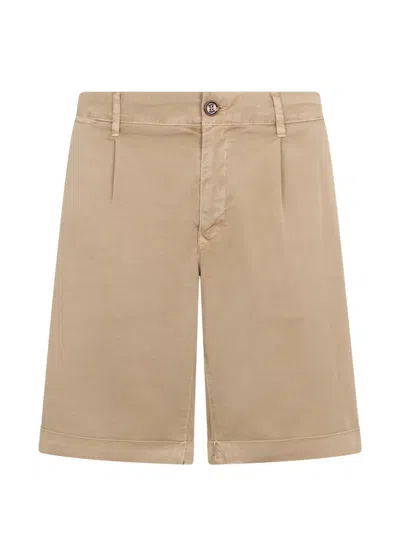 Moorer Pleat Turn-up Shorts In Neutral