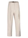 Moorer Pleated Cropped Trousers In Neutral