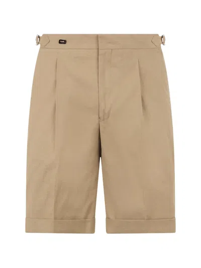 Moorer Pleated Shorts In Brown