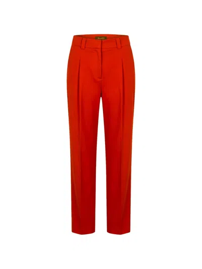 Moorer Pleated Straight-leg Trousers In Red