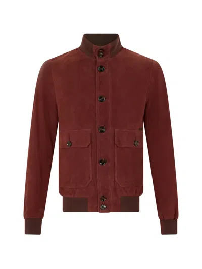Moorer Pocket Bomber Jacket In Brown