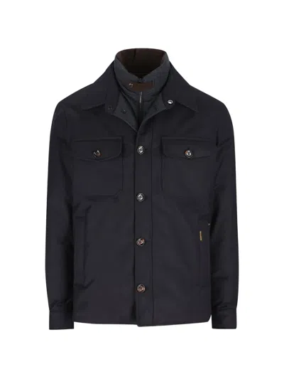 Moorer Pocket Button-up Jacket In Blue